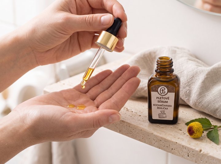 Serum na dlanu, bočica Kopaničiarske žehličke